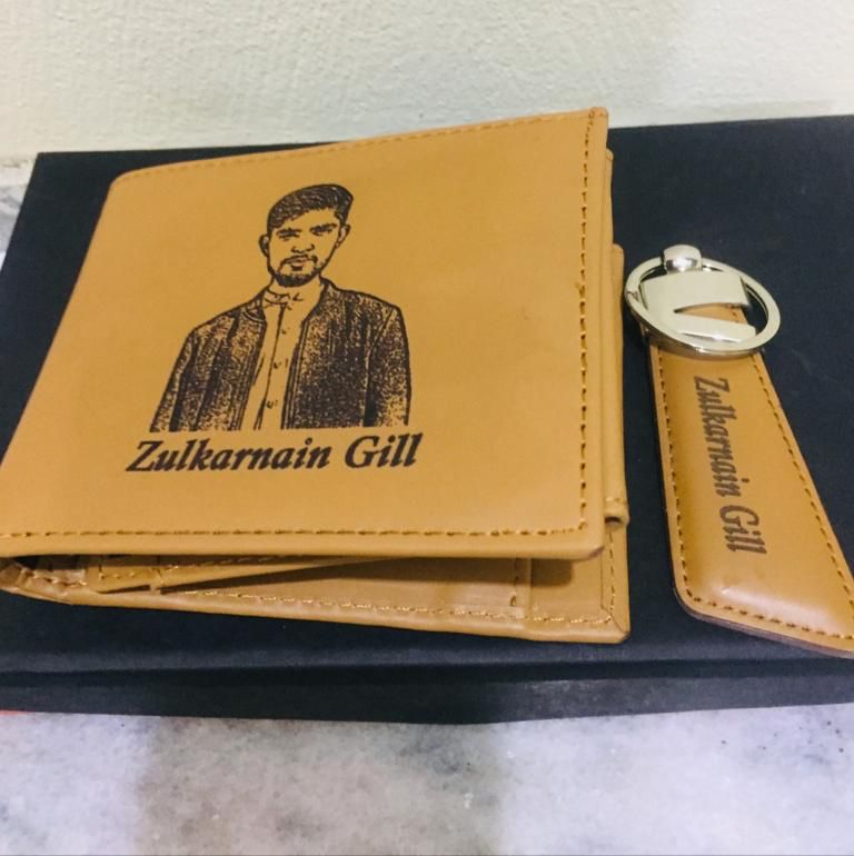 Wallet + Keychain with Your Picture and Name on it with Beautiful Box