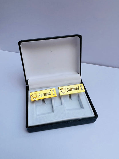 Customize Crown Engraved Name Cufflinks